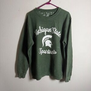 Three Square Michigan State Spartans Mens Large Green Ribbed Cotton Sweatshirt